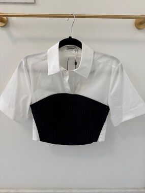 NWT SIMKHAI Granger S/S Combo Shirt